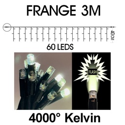 [9542] 9542 - EXTENSION - Frange courte 60 LEDS (Flash) - L 3 m x H 40 cm -  Fil Noir - Blanc Chaud 4000°K