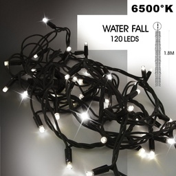 [9573] EXTENSION - Water Fall 120 LEDS (Progressif) - Ht. 1,80 m x 20 cm -  Fil Noir - Blanc Froid 6500°K