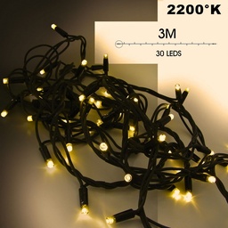 [9510] 9510 - EXTENSION - Guirlande 30 LEDS (Fixe) - 3 m - Fil Noir - Blanc Chaud 2200°k