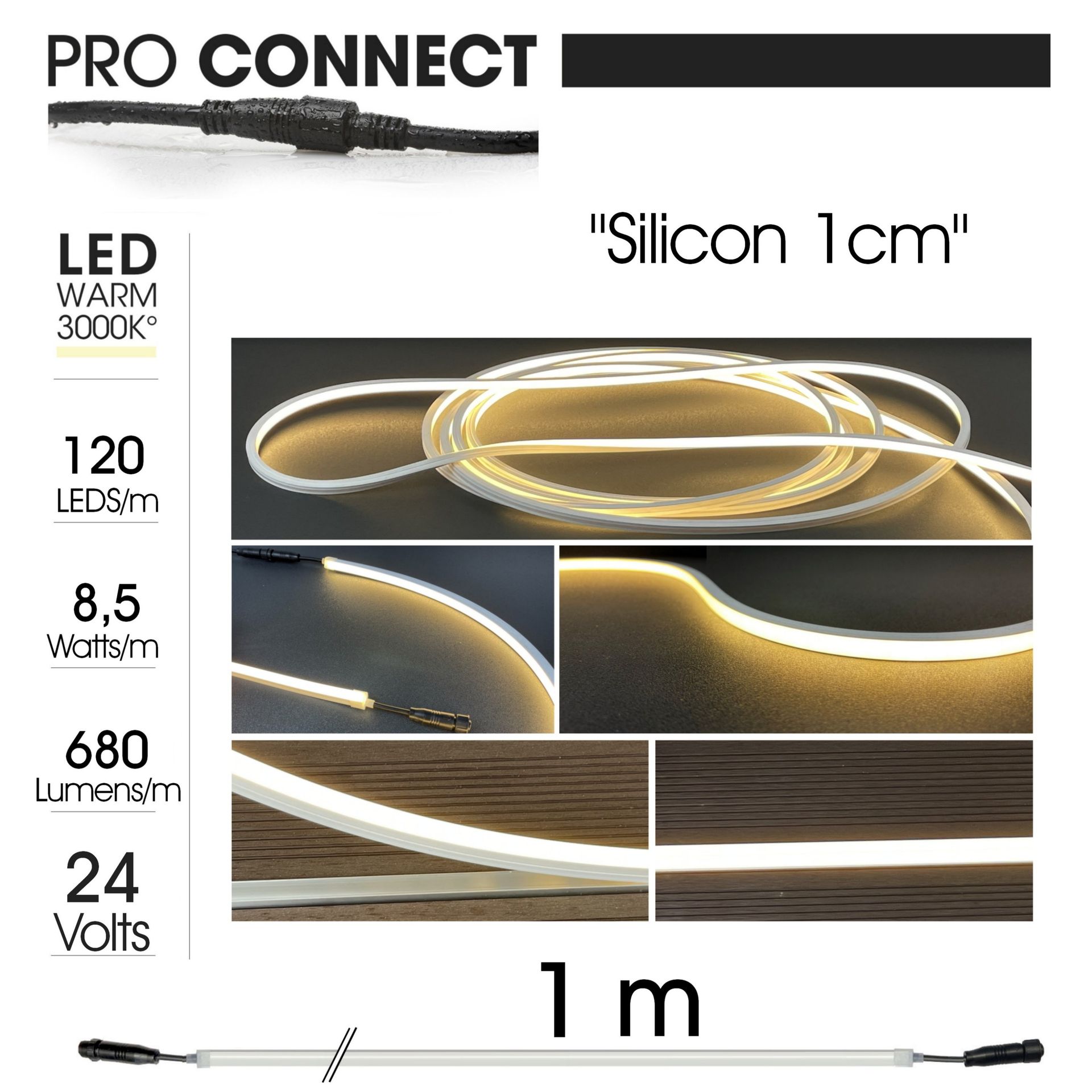 [1116] 1116 - Bandeau Lumineux Silicone - 1 m (in+out)