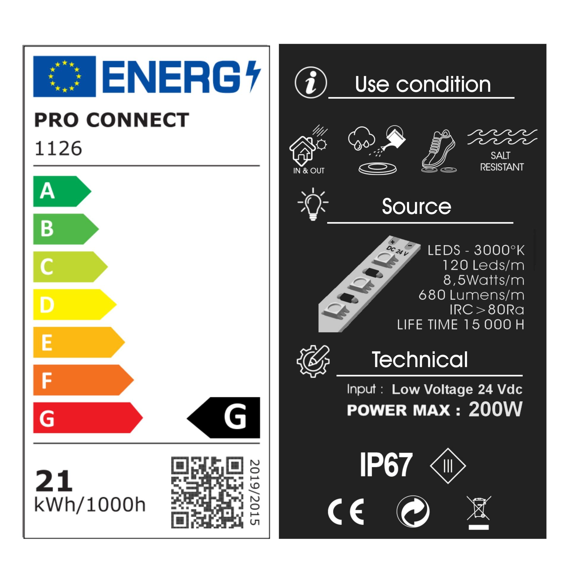 [1126] 1126 - Silicone Light Strip - 2.5 m (in+out)