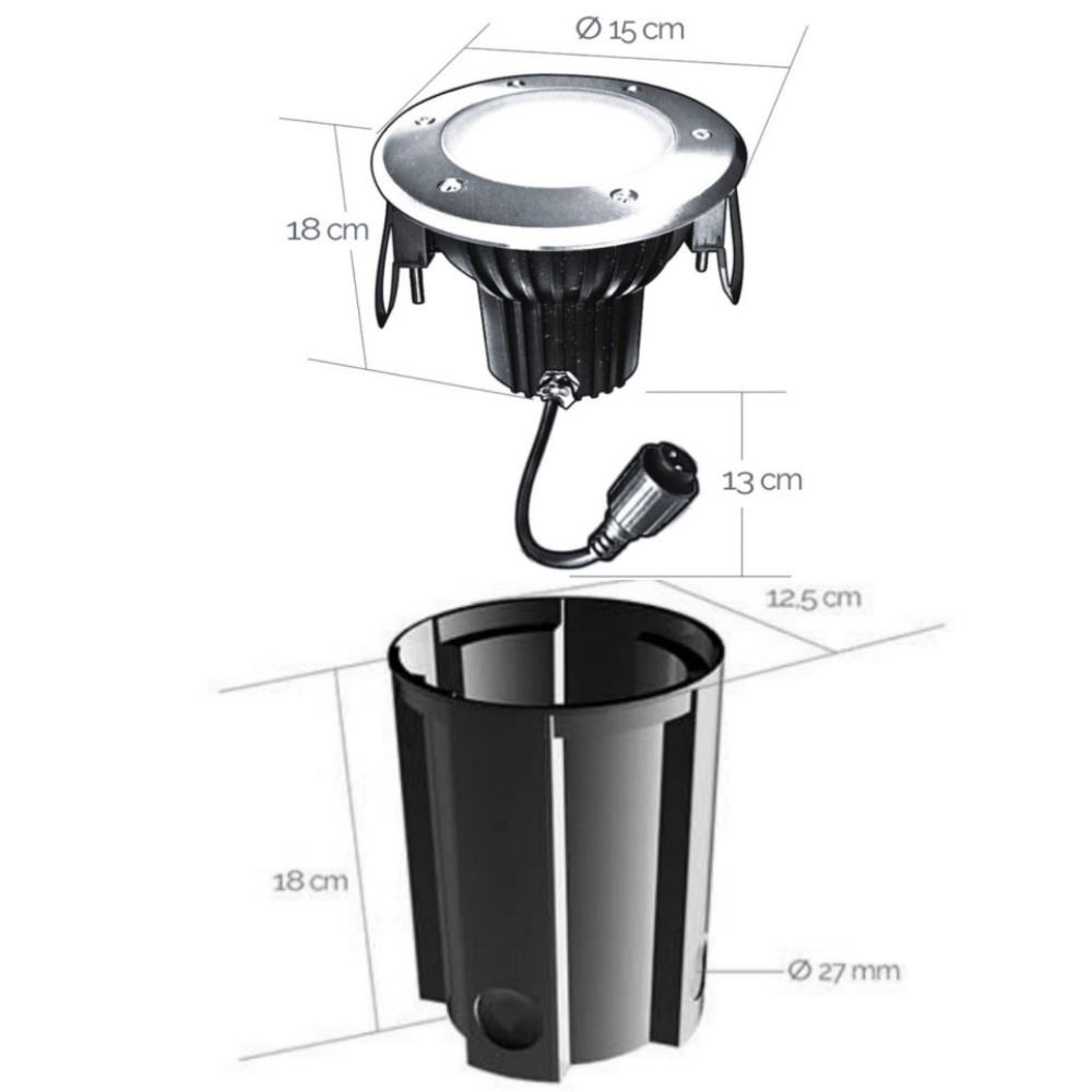 [2586] 2586 - Recessed spotlight in the garden Ø16cm 3000°K