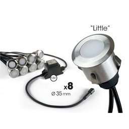 [2016] Kit 8 mini spot encastré bois Ø3,5cm + Trsf 12V