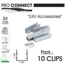 [F620] 10 Fixations Alu 1,5 cm pour Bandeaux LED (1116-1186)
