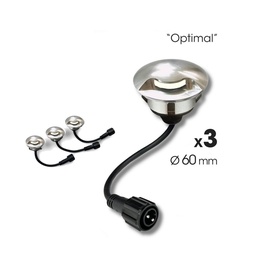 [2036-D301] 2036-D301 - 3 focos empotrables de madera Ø6cm - 1 ventana