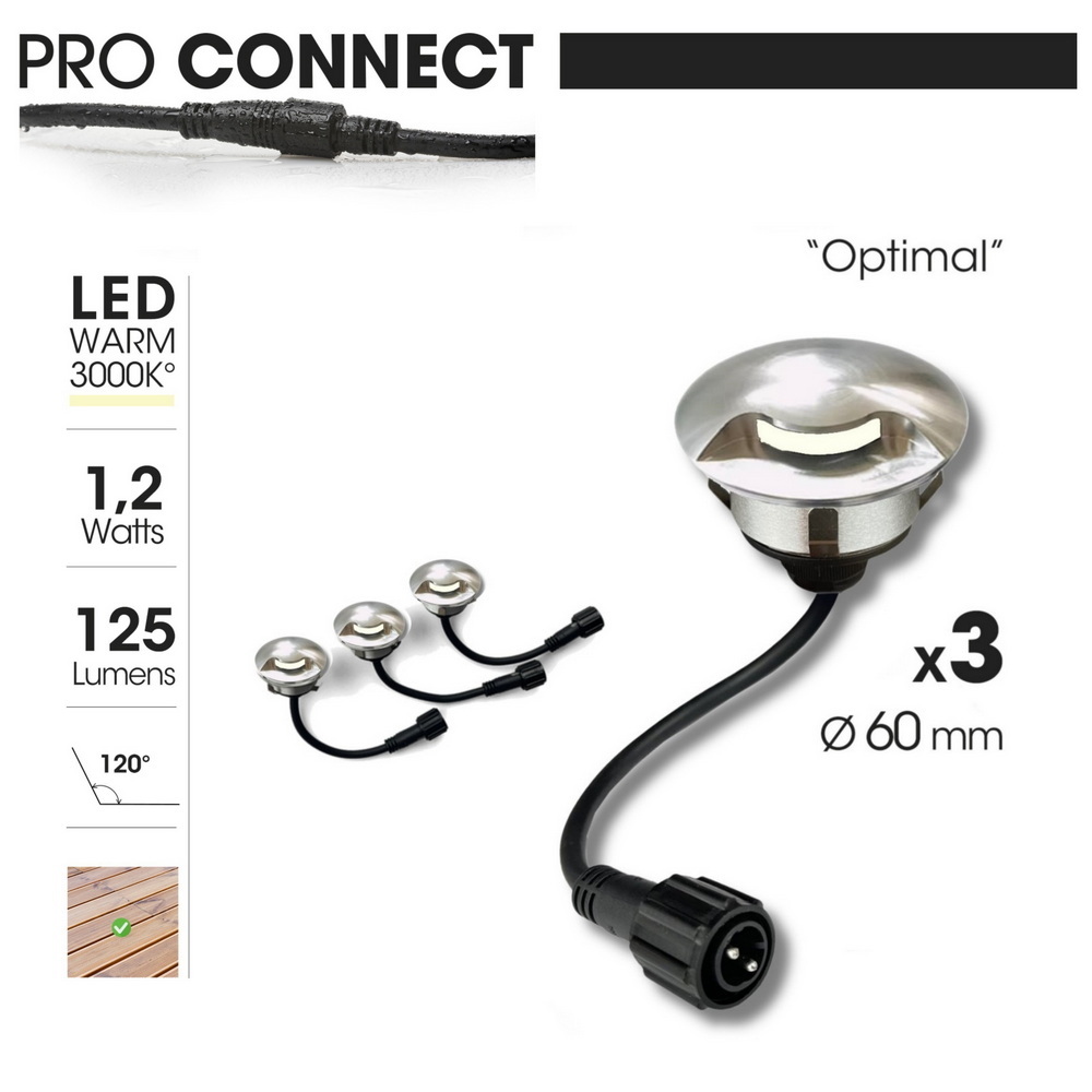 [2036-D301] 2036-D301 - 3 recessed wooden spotlights Ø6cm - 1 window