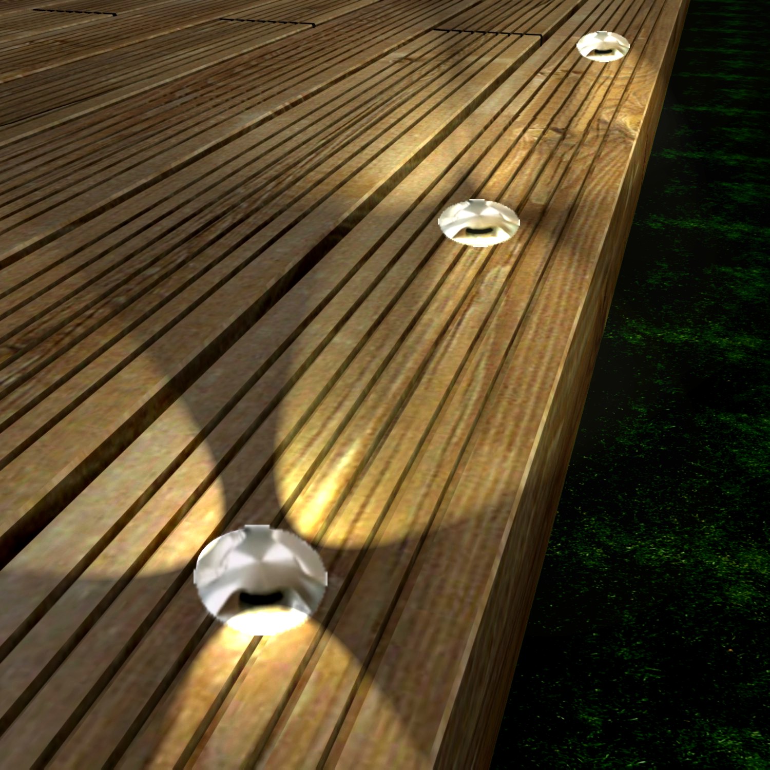 [2036-D301] 2036-D301 - 3 focos empotrables de madera Ø6cm - 1 ventana