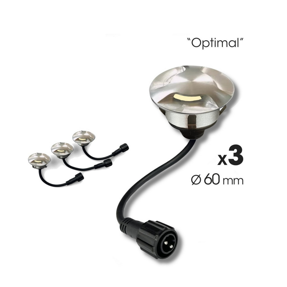 [2036-D303] 2036-D303 - 3 recessed wooden spotlights Ø6cm - 3 windows