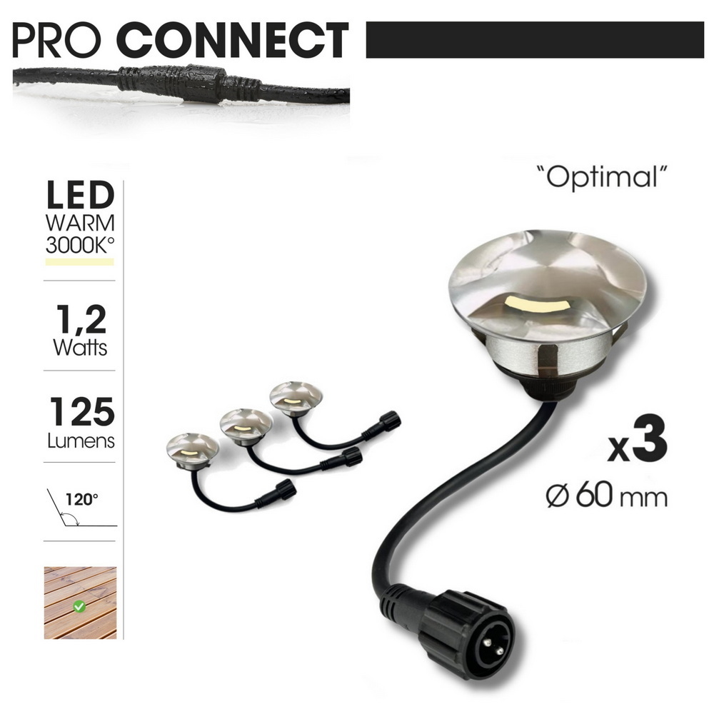 [2036-D303] 2036-D303 - 3 recessed wooden spotlights Ø6cm - 3 windows