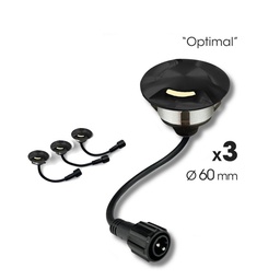 [2036-D313] 2036-D313 - 3 encastrés bois Ø6cm - 3 sect° NOIR