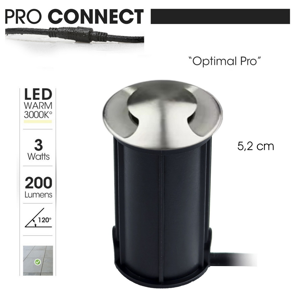 [2646-D402] 2646-D402 - Faretto da incasso in cemento Ø 52mm 3W 3000°K - Top INOX 2 finestre