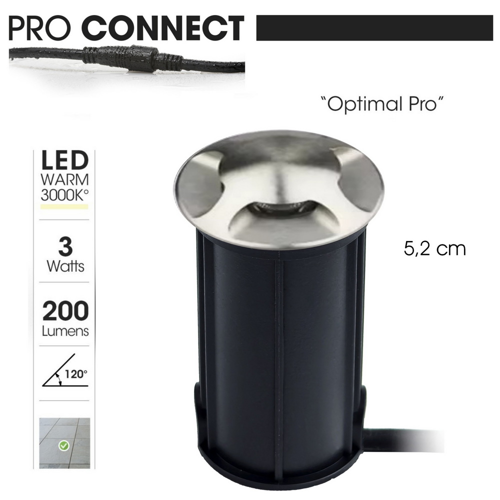 [2646-D404] 2646-D404 - Faretto da incasso in cemento Ø 52mm 3W 3000°K - Top INOX 4 finestre