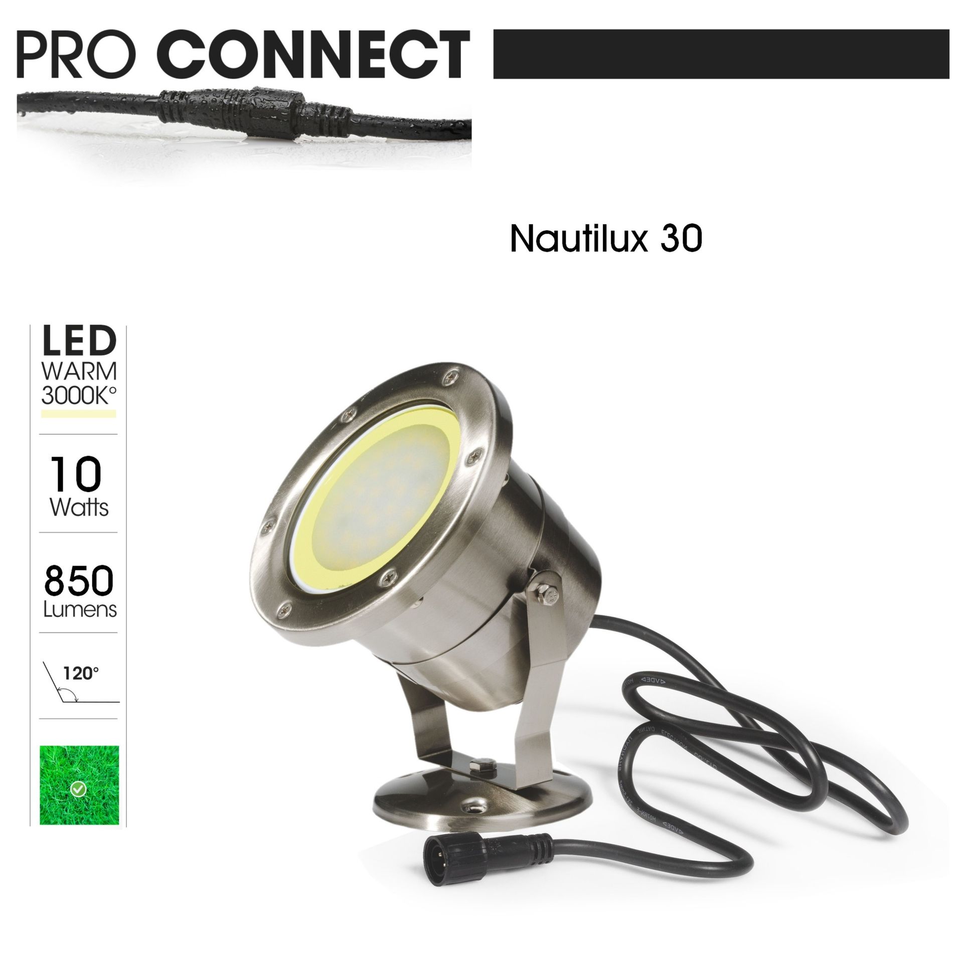 [3676] 3676 - Faretto da immersione NAUTILUX 30 - INOX IP68 (2m) - 10W