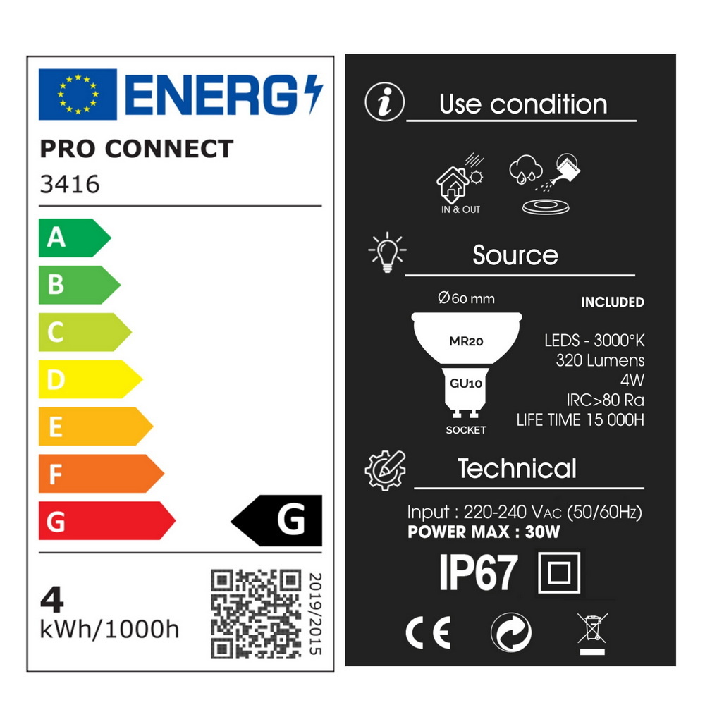 [3416] 3416 - TARGET10 Faretto in alluminio nero - 4W - 3000°K