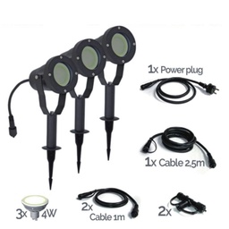 [3416-Set3] 3416-Set3 - SET di 3 faretti TARGET10 in alluminio nero - 4W