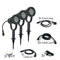 [3416-Set3] KIT 3 Projecteur Alu Noir TARGET10 - 4W