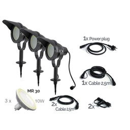 [3636-Set3] Z-3636-Set3 - SET of 3 TARGET 30 Black Aluminum Spotlights - 10W