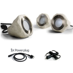 [3216-Set] 3216-Set - 3er-Set 2-W-Strahler aus Kunstharz in Steinoptik