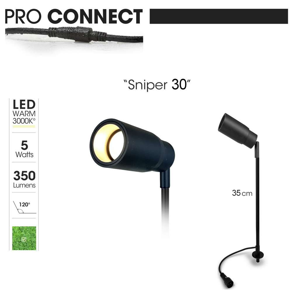 [3376] 3376 - SNIPER 30 Flutlichtstrahler mit verstellbarer Linse – 5 W – 3000 K