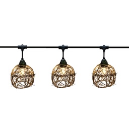 [8606-G33-60L] 8606-G33-60L - Guirlande 6m 8xE27 Rattan Ball