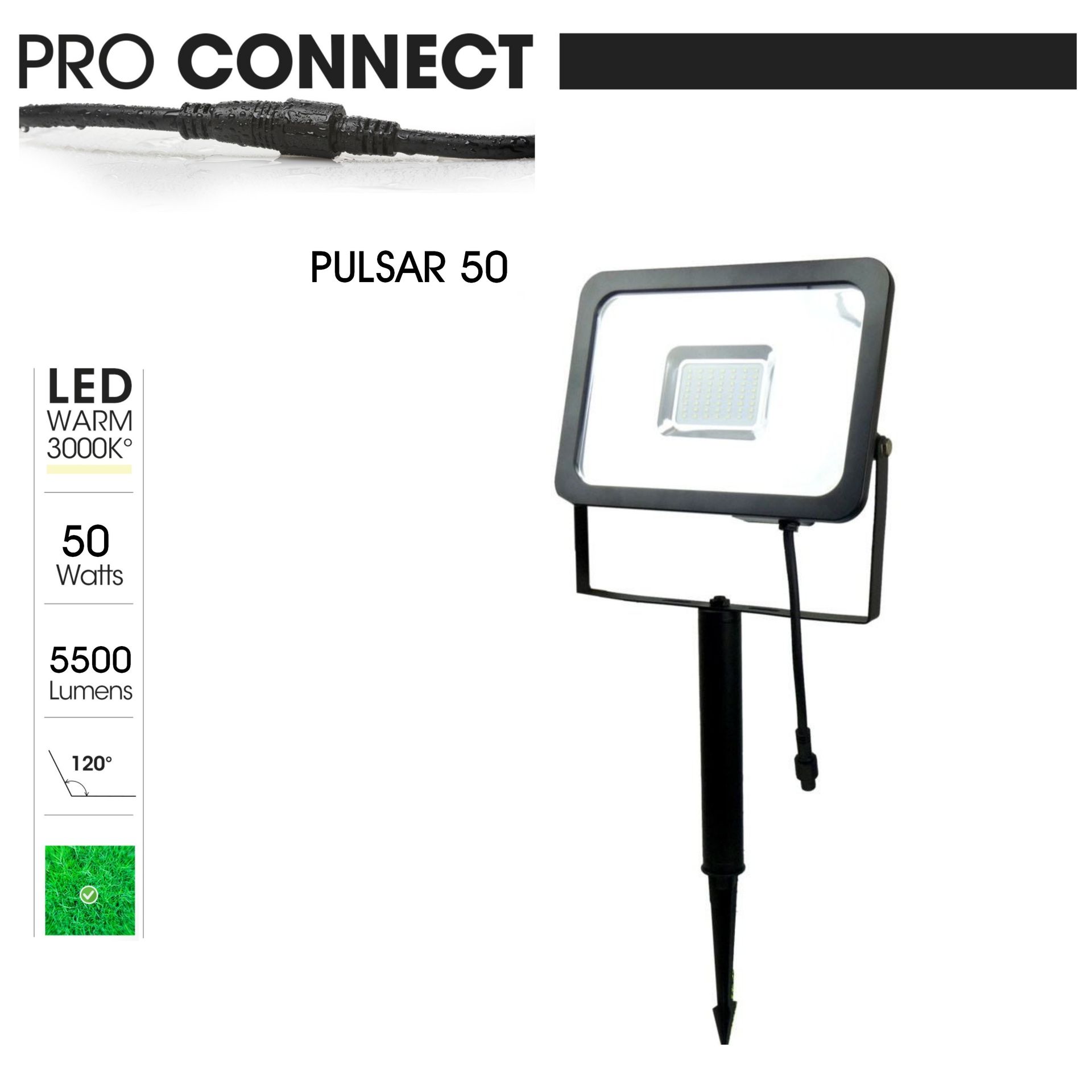 [3956] 3956 - PULSAR 50 Black Floodlight - 50W - 5500 lm