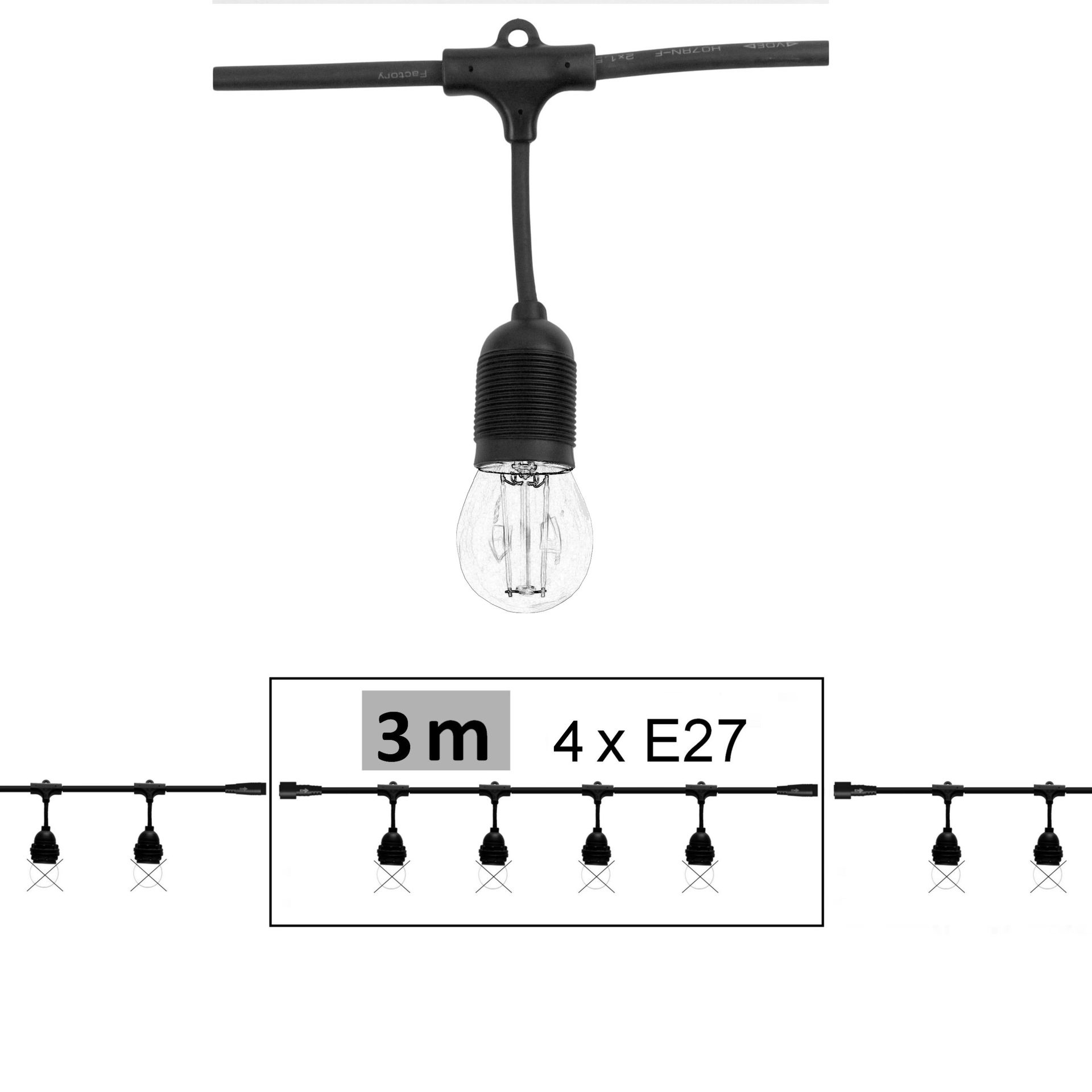 [8603-G42] 8603-G42 - Guirl. 3m 4xE27/G45 Fil 3000K