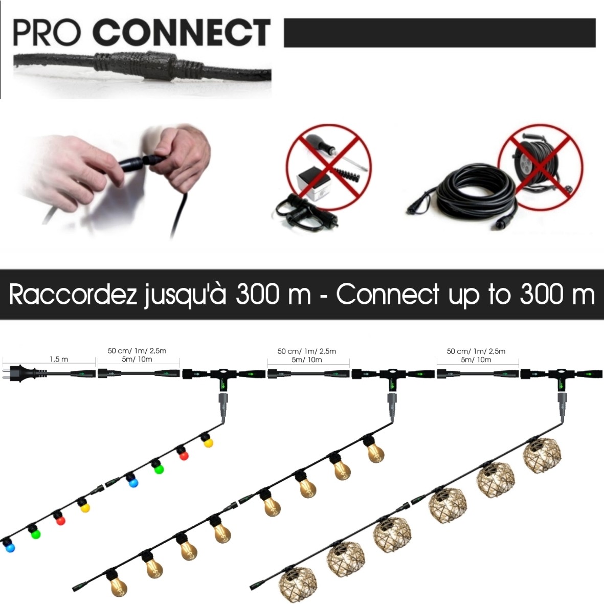 [8603-C721] 8603-C721 - Guirlande (Extension) 3m 4xE27/ST64 Fil 2100K