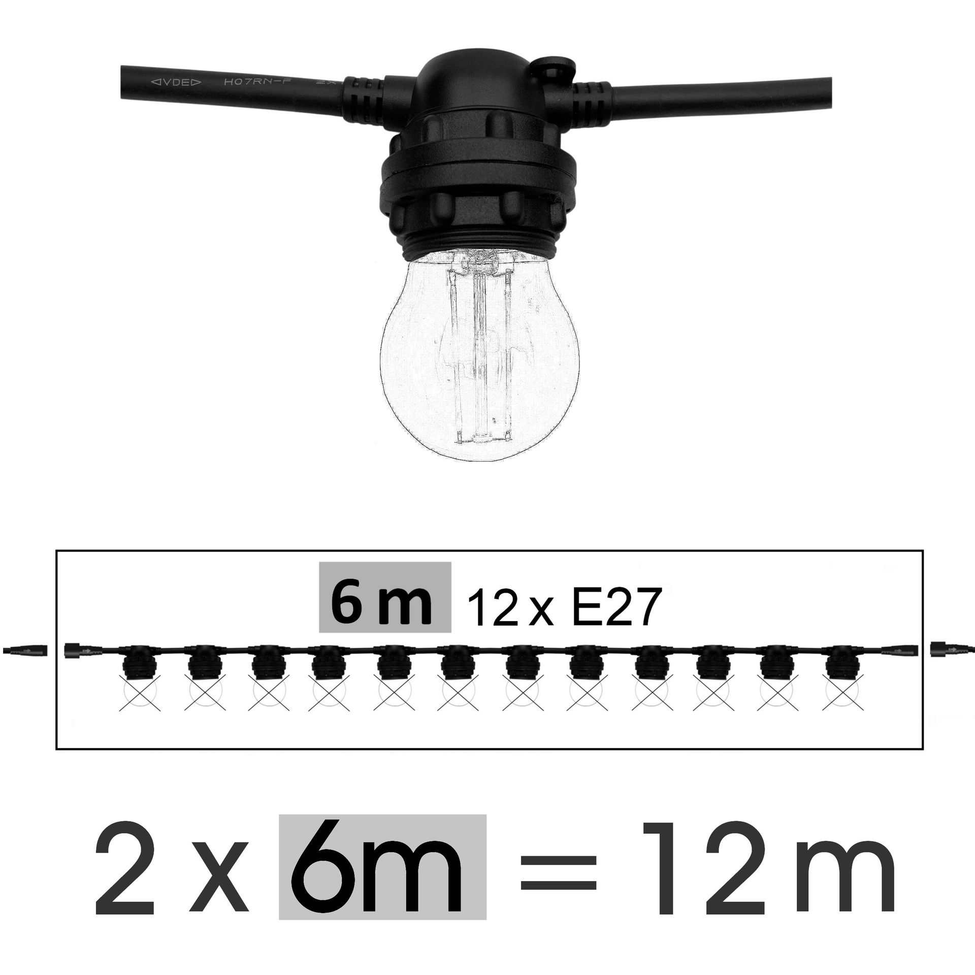 [8512-G31] 8512-G31 - Guirl. 12m 24xE27/G45 Fil 1700K