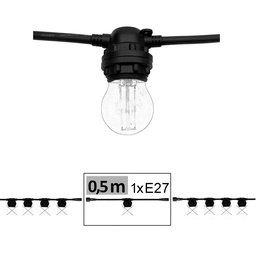 [G501] Guirlande 0,5 m - 1xE27,  Raccordable jusqu'à 300m (Vendu sans ampoules)