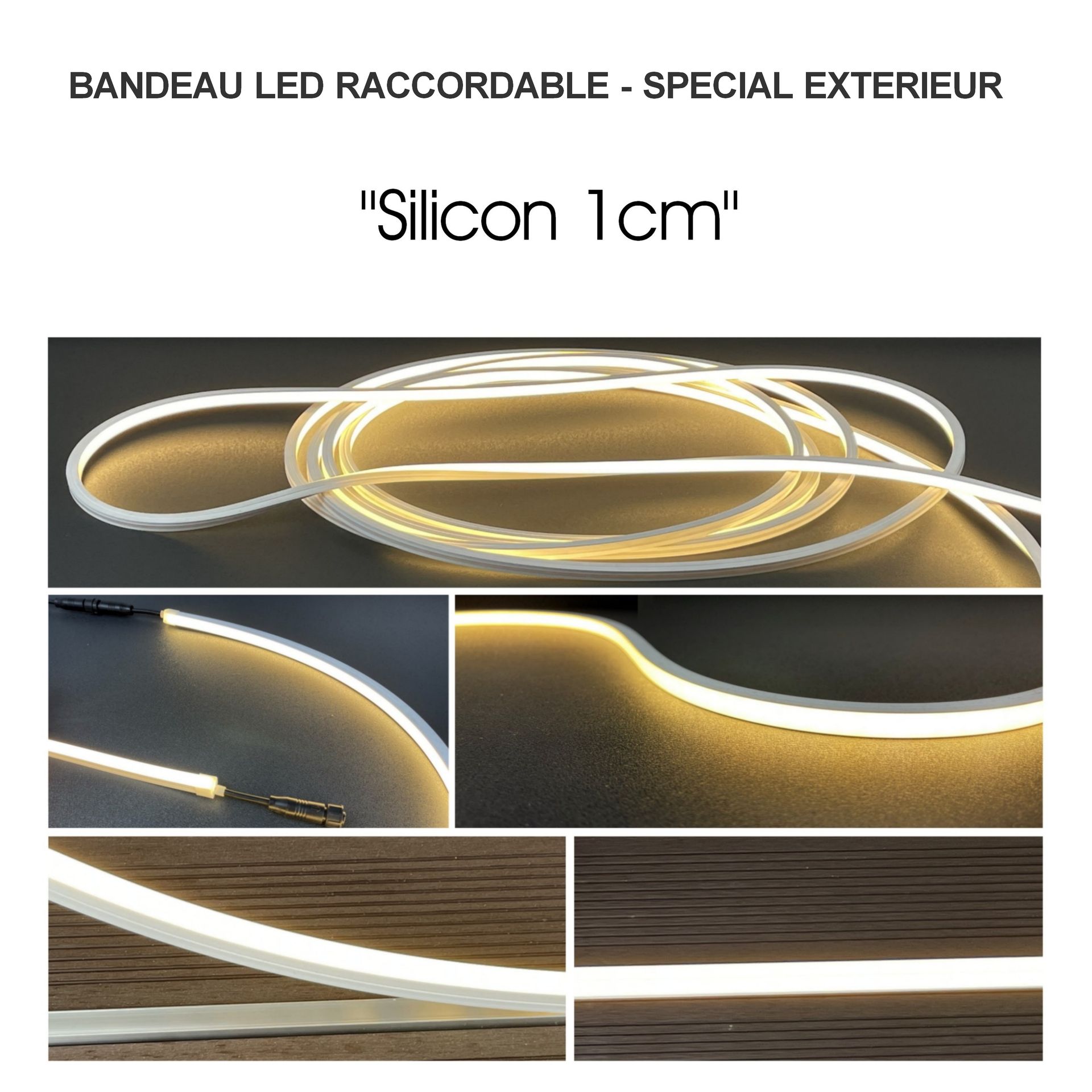 [1018] 1014 - Kit Parasol : 4 Bandeau Lumineux Silicone -1cm x 1,2 m + Telc. (copie)