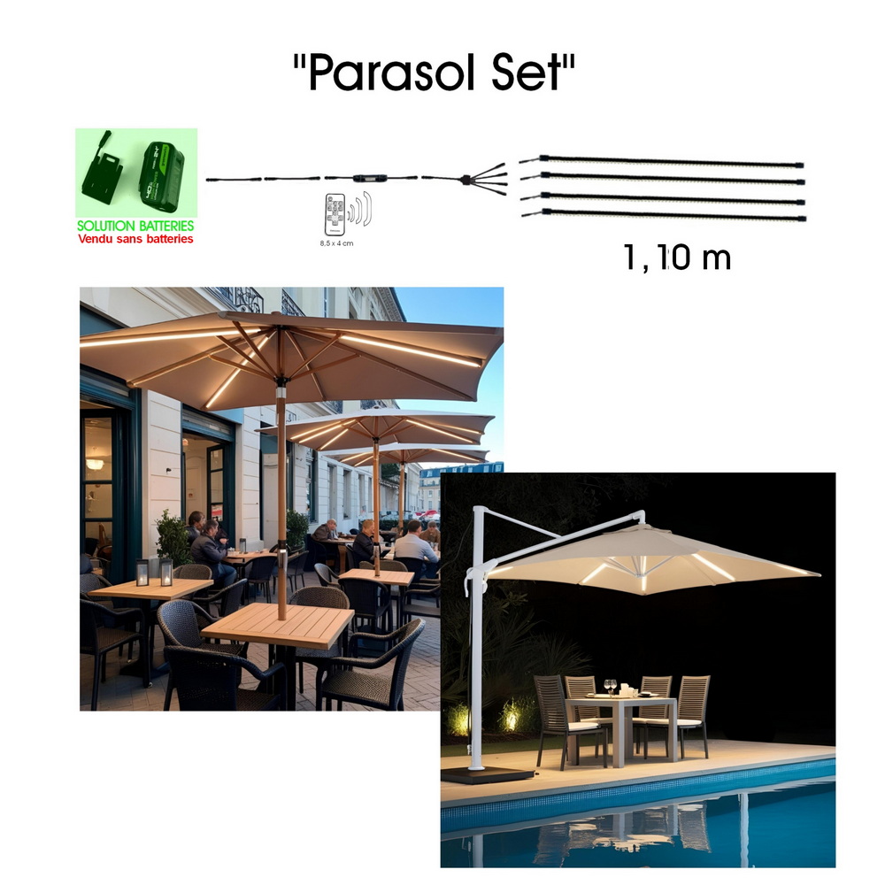 [1014 B] 1014 - Kit Parasol : 4 Bandeau Lumineux Silicone -1cm x 1,15 m + Telc. (copie)