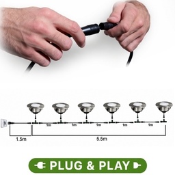 [2036-Set6] Kit di 6 faretti da incasso per legno Ø6cm - 3000°K + accessori